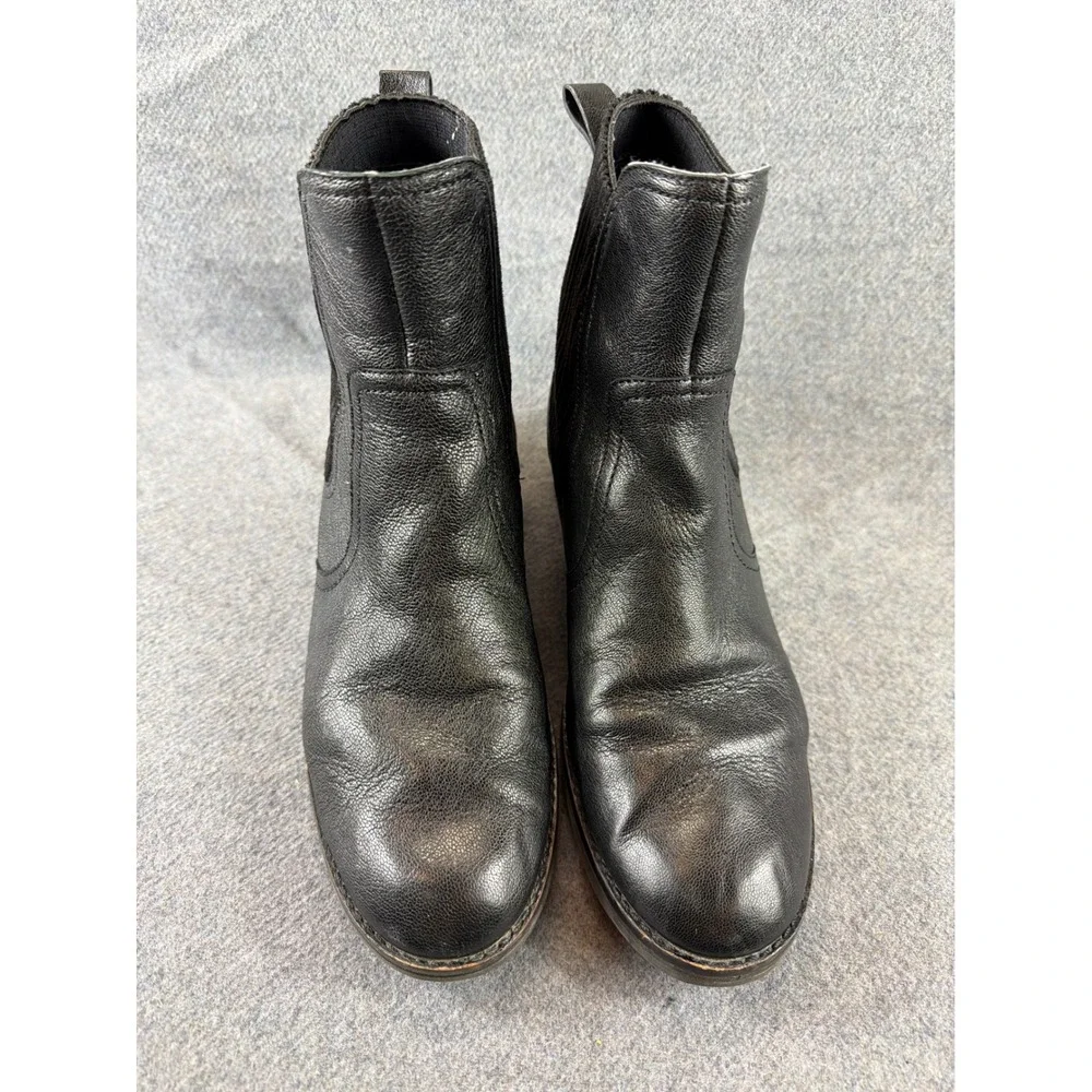 Cole Haan Chelsea Boots Mens 10B Black Leather‎ Ribbed Elastic Ankle Boot Round